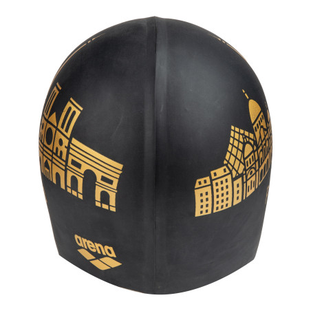 Bonnet ARENA FLAT SILICONE SKYLINE Black - Edition Limitée Paris 2026 | Les4Nages