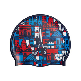 Bonnet ARENA FLAT SILICONE SKYLINE Navy Allover - Edition Limitée Paris 2026