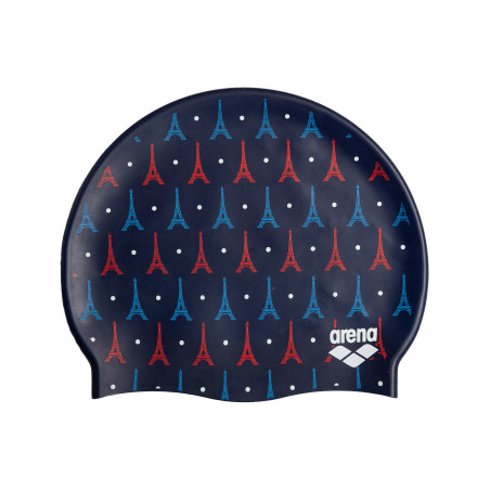 Bonnet ARENA FLAT SILICONE Tour Eiffel Navy Allover - Edition Limitée Paris 2026 | Les4Nages