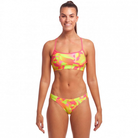 Funkita Pinged Pink Swim Crop Top / Hipster Brief - Maillot de bain Natation Femme 2 pieces